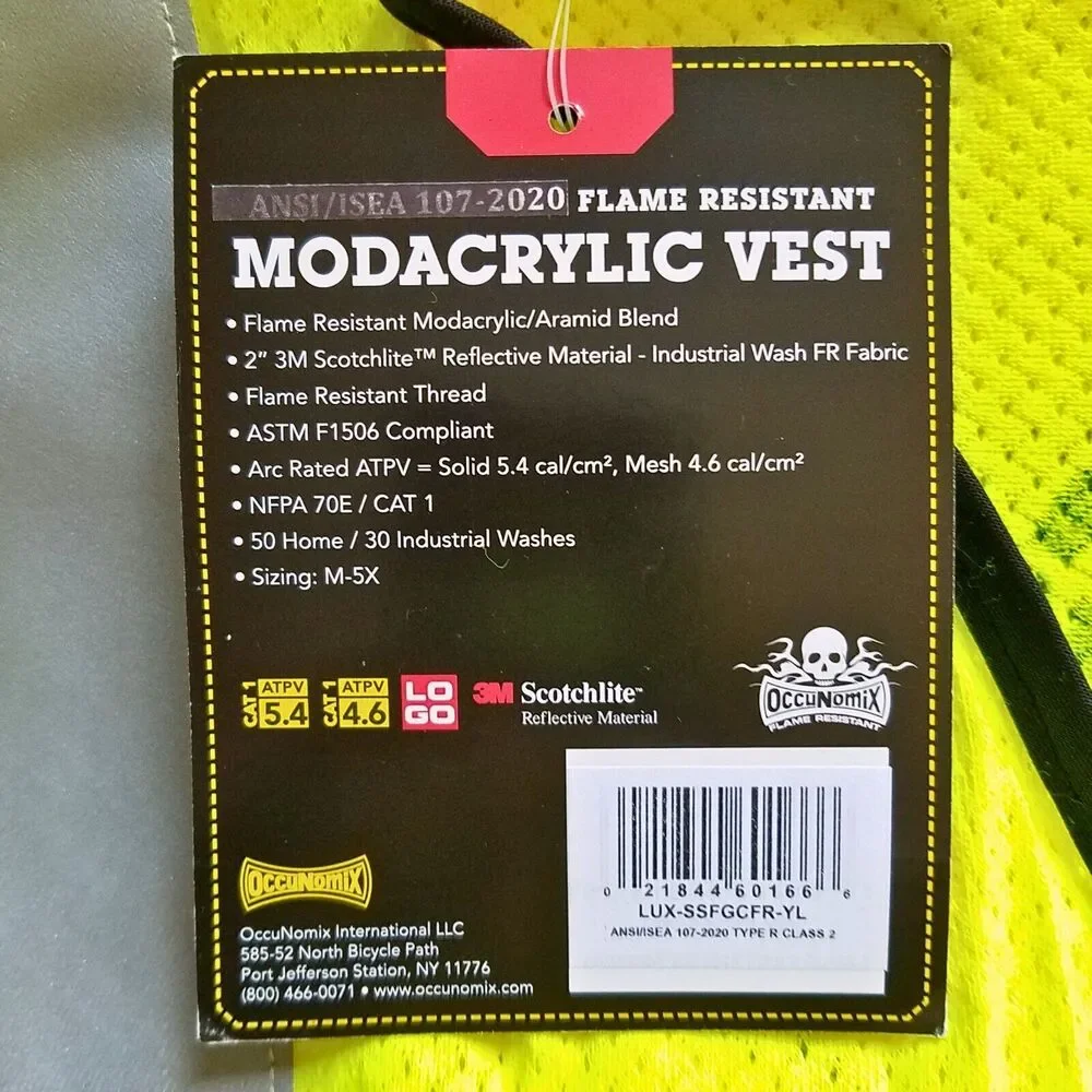 OccuNomix Flame Resistant Modacrylic Safety Vest Large ANSI FAA Drone Pilot - Picture 4 of 4